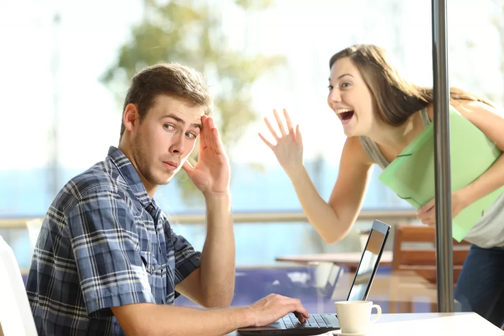 Man in a relationship rejecting a female partner Man in a relationship rejecting a female partner