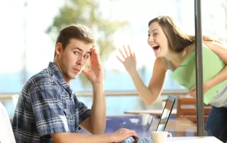 Man in a relationship rejecting a female partner